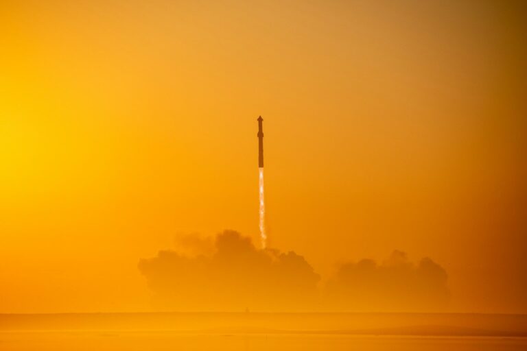 How SpaceX Is Transforming the Real Estate Market in Brownsville a rocket is flying through the air on a foggy day